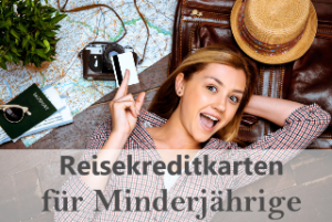 Minderjährige mit Reisekreditkarte in der hand